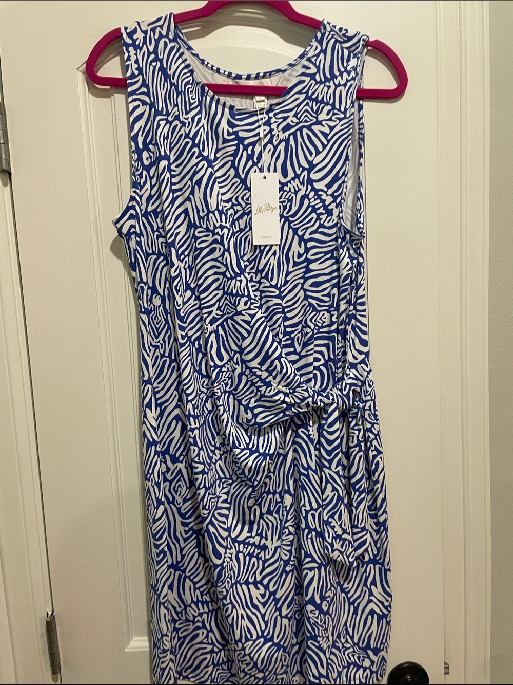 Lilly Pulitzer, Martinique Blue,Size L, Printed Knot-Front Dress,NWT